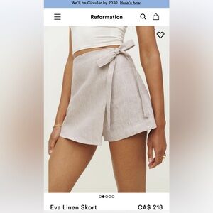 Reformation Eva Linen Skort Natural - Size 2